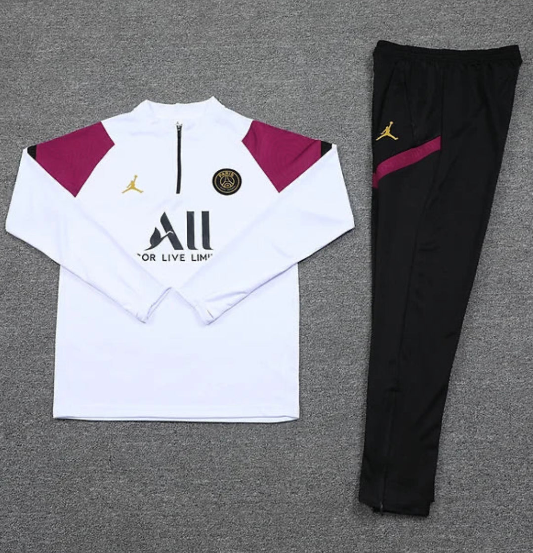 White / Burgundy (Shoulders) - Paris Tracksuit