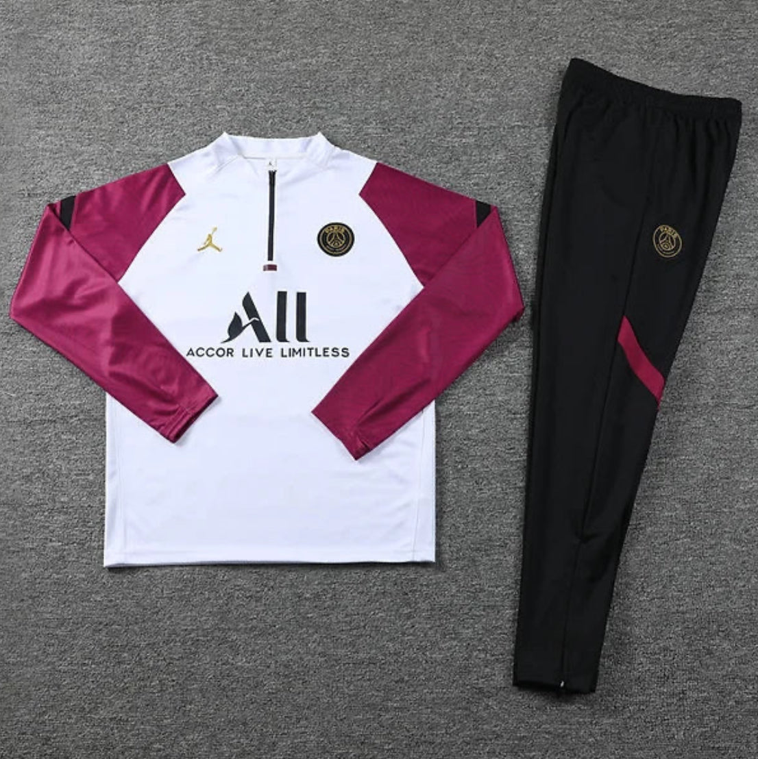 White / Burgundy - Paris Tracksuit