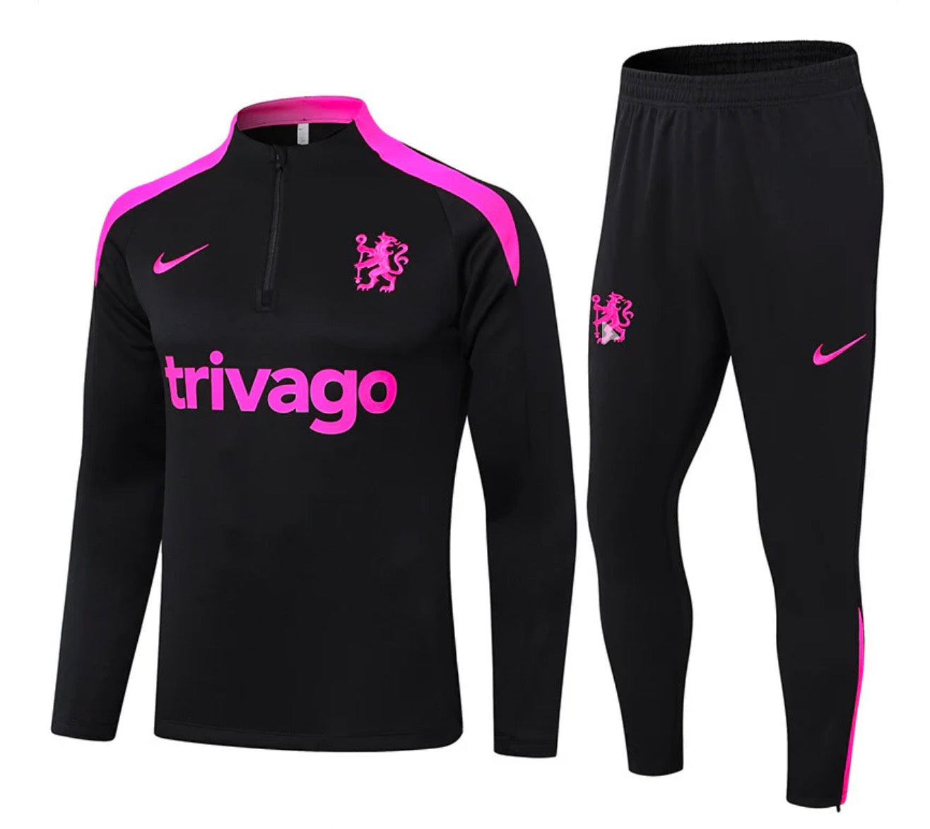 Chelsea 1/4 Zip Tracksuit 24/25 - Black / Magenta