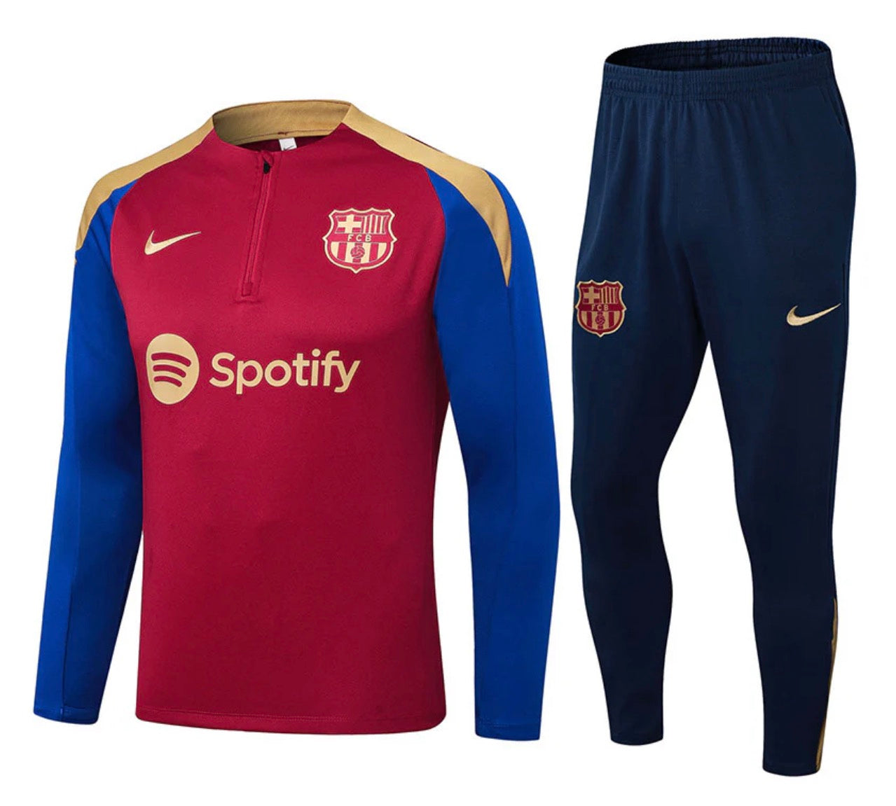 Barcelona 1/4 Zip Tracksuit 24/25 - Scarlet Gold